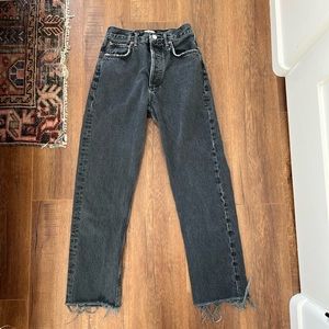 AGolde High Waisted 90s Pinch Waist Black Denim Jeans Size 23